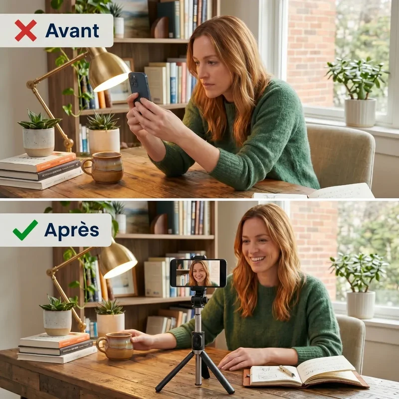 Trépied Téléphone CosyStand H1 - Aluminium - Télescopique - Cadrage parfait & Posture ergonomique