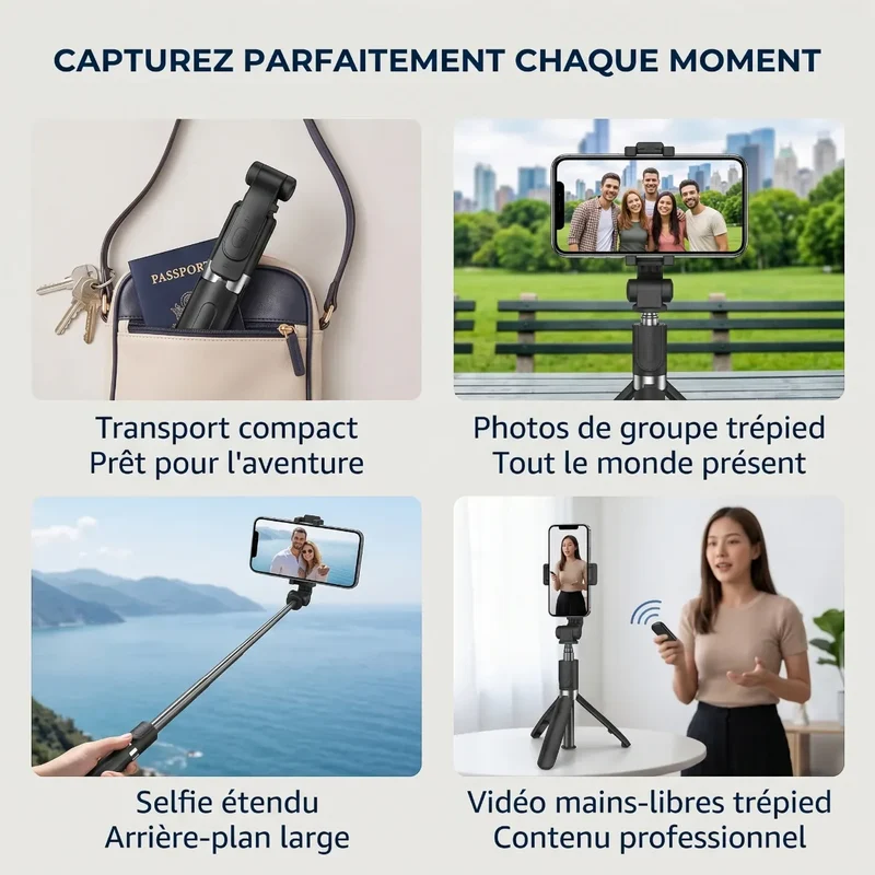 Trépied Téléphone CosyStand H1 - Aluminium - Télescopique - Cadrage parfait & Posture ergonomique