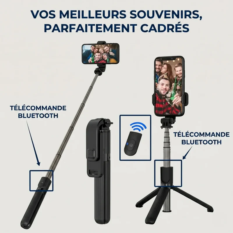 Trépied Téléphone CosyStand H1 - Aluminium - Télescopique - Cadrage parfait & Posture ergonomique