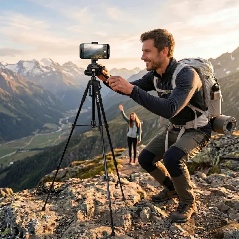 Trépied Téléphone Horizon Pro en Aluminium à Pied Télescopique : Cadrage parfait & Posture ergonomique