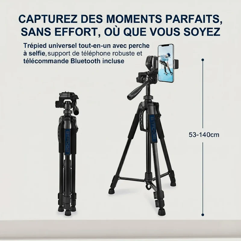 Trépied Téléphone Horizon Pro en Aluminium à Pied Télescopique : Cadrage parfait & Posture ergonomique