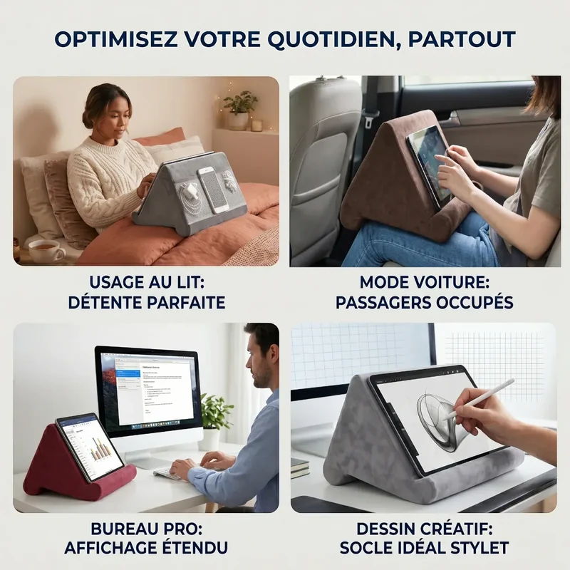 Support tablette ErgoNest - Coussin Ergonomique |Soulagement Cervical & Stabilité Tactile