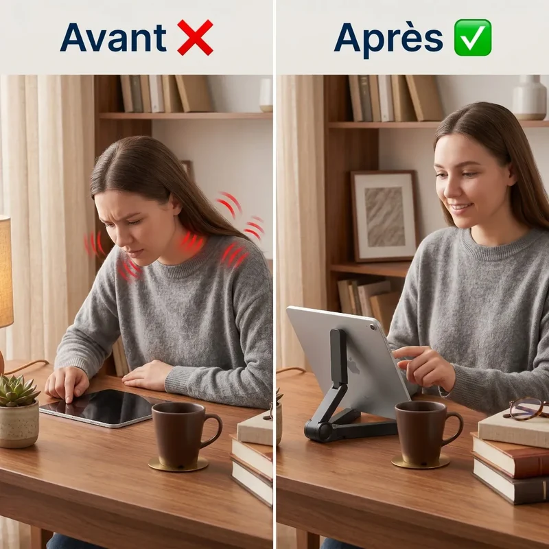 Support pour tablette TabFlex Pro Orientable - Base Stable & Posture Ergonomique
