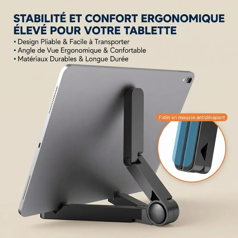 Support pour tablette TabFlex Pro Orientable - Base Stable & Posture Ergonomique