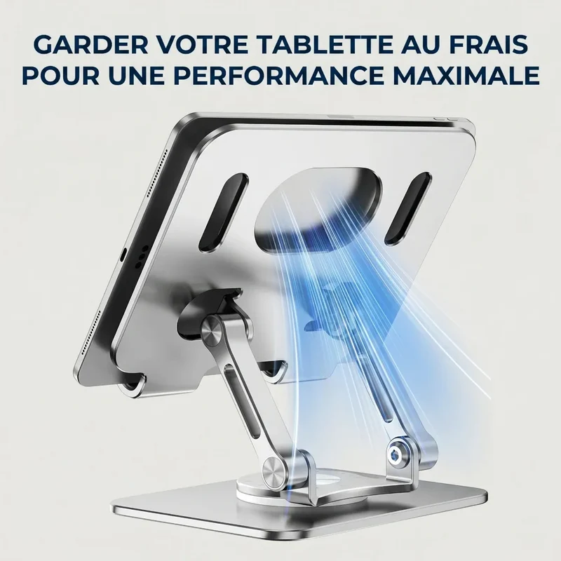 Support tablette ErgoPivot Aluminium Rotatif 360° - Stabilité & Posture