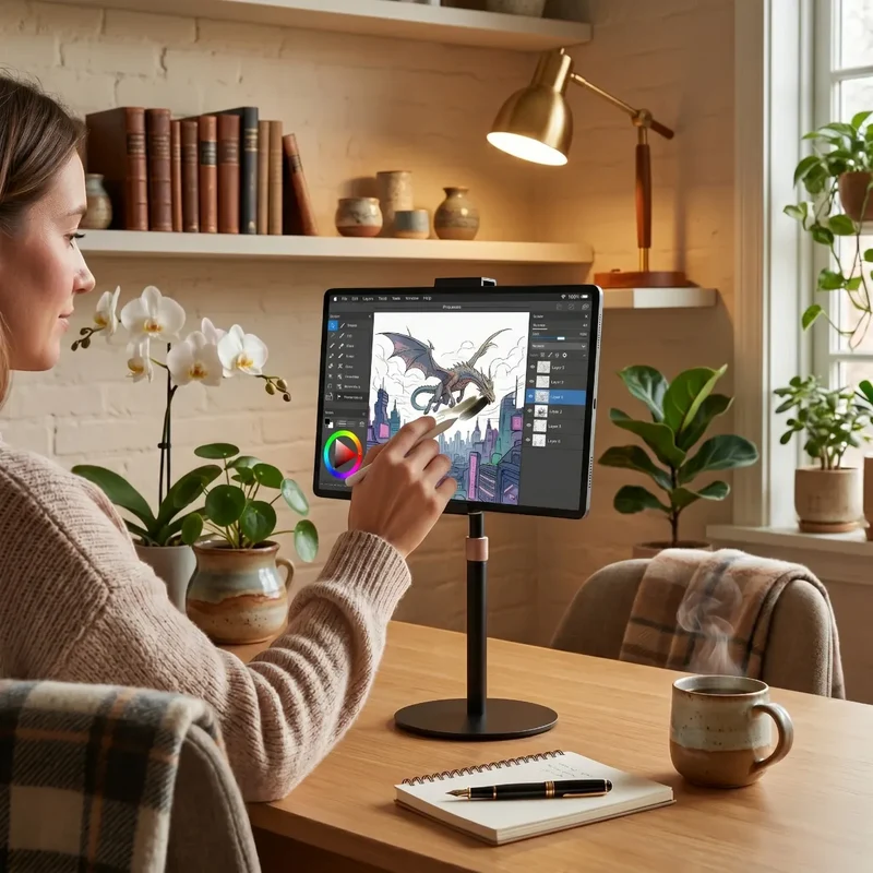 Support tablette Horizon Pro Métal - Pied Orientable & Posture Ergonomique