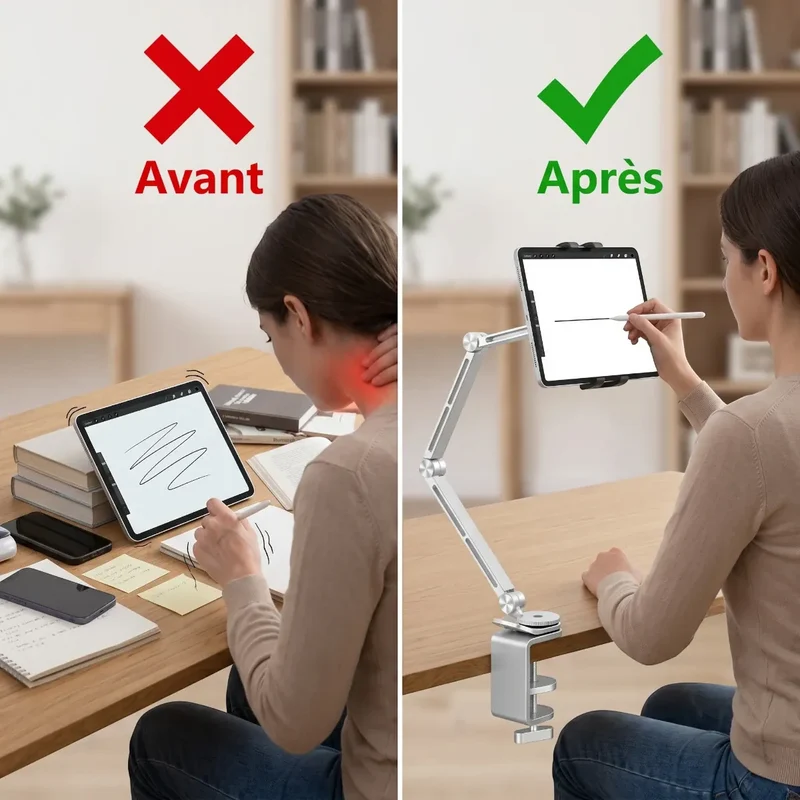 Support pour tablette FlexPro en Alliage d'Aluminium à Pied Orientable Haute Stabilité