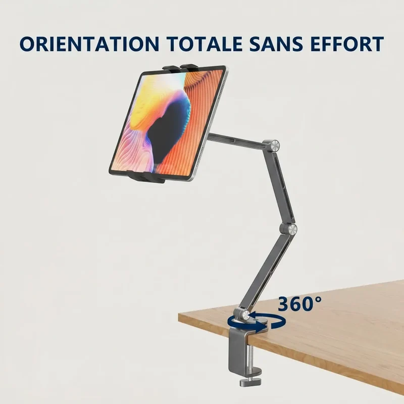 Support pour tablette FlexPro en Alliage d'Aluminium à Pied Orientable Haute Stabilité
