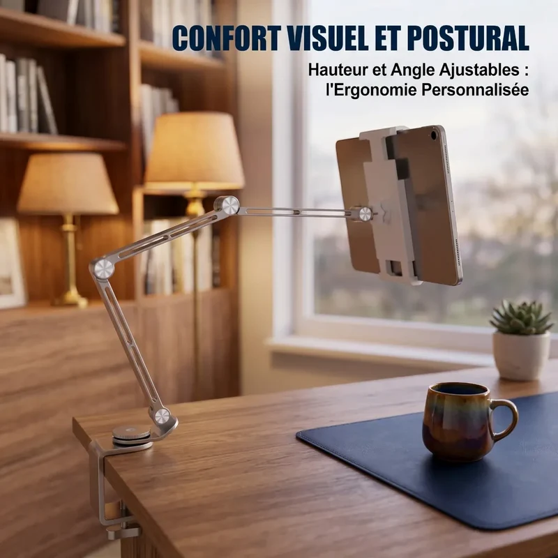 Support pour tablette FlexPro en Alliage d'Aluminium à Pied Orientable Haute Stabilité