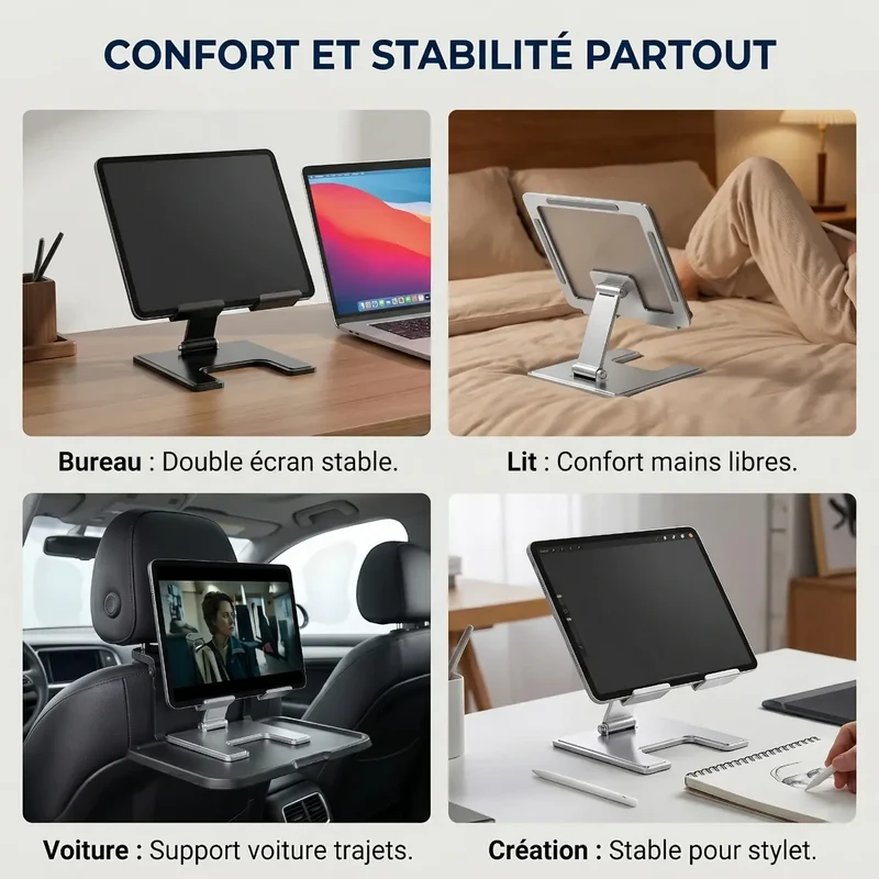 Support tablette ErgoPad X Pliable en Aluminium - Posture & Stabilité