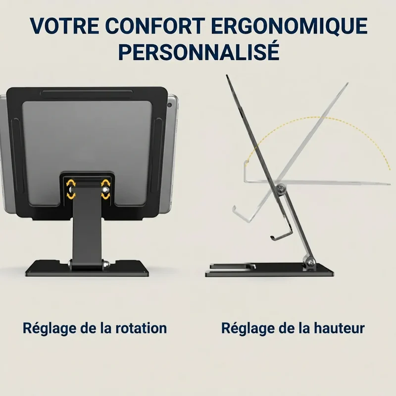 Support tablette ErgoPad X Pliable en Aluminium - Posture & Stabilité