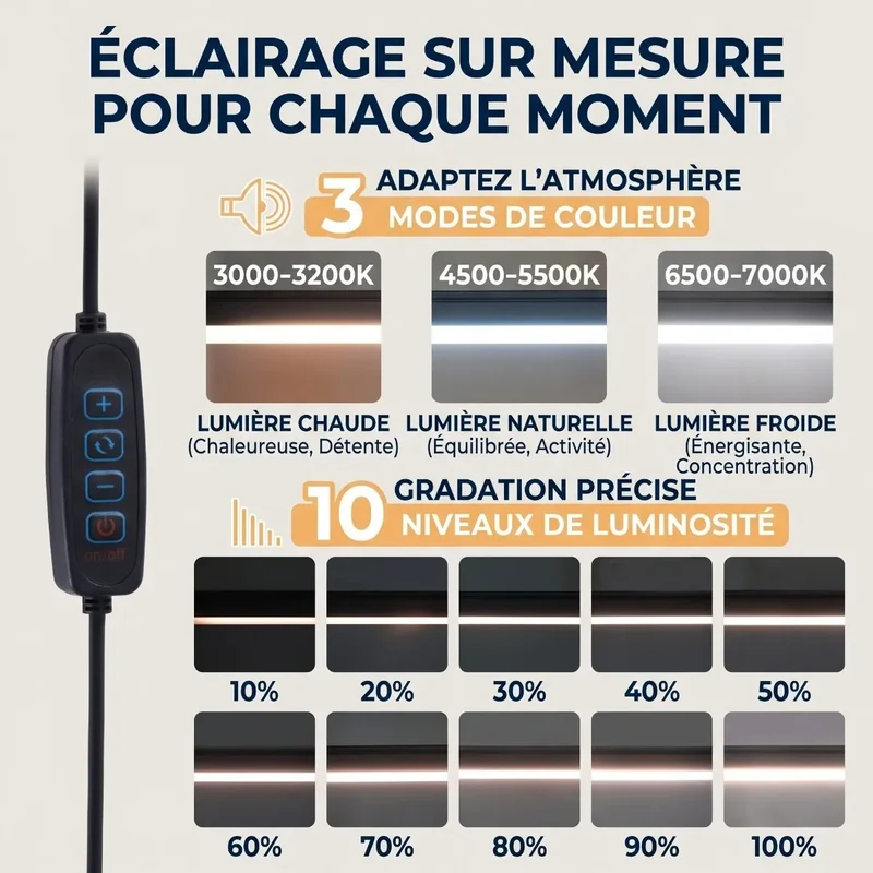 Lampe de Bureau LED Articulée avec Pince - Protection Oculaire et Éclairage Ajustable