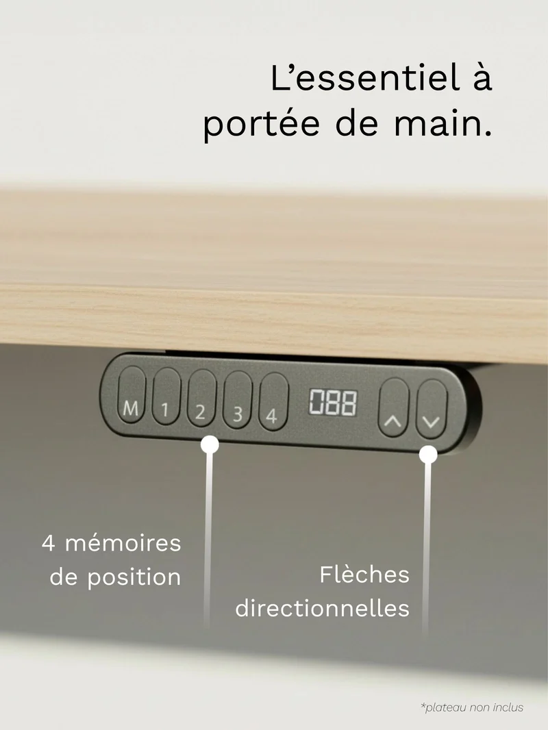 Start 2 - Plateau Small | Bureau Assis Debout Électrique 110x60 ou 120x60