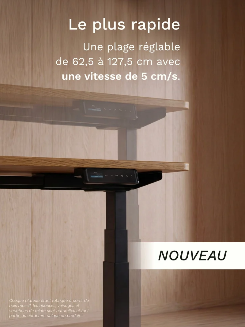 Advanced Pro - Plateau Premium Oak | Bureau Assis Debout Électrique en Chêne Massif, Hautes Performances