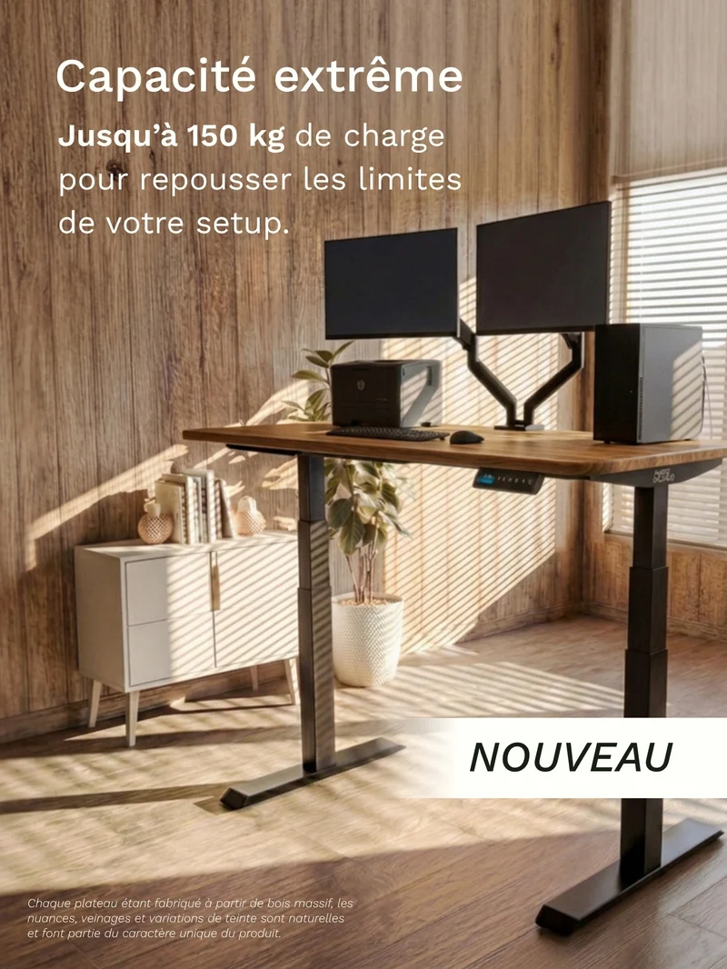 Advanced Pro - Plateau Premium Oak | Bureau Assis Debout Électrique en Chêne Massif, Hautes Performances