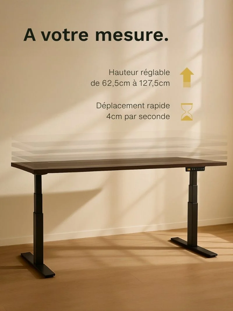 Advanced - Plateau Auva | Bureau Assis Debout Électrique, 70 cm, Angles arrondis