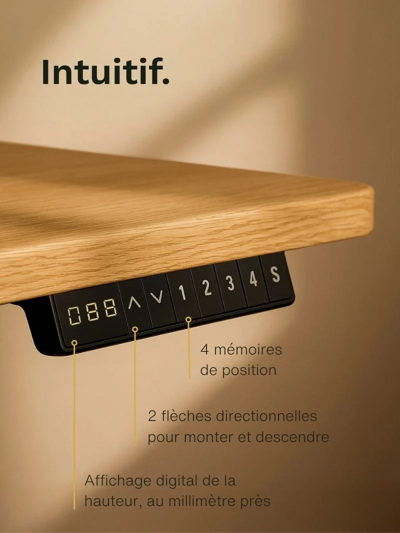 Advanced - Plateau Auva | Bureau Assis Debout Électrique, 70 cm, Angles arrondis