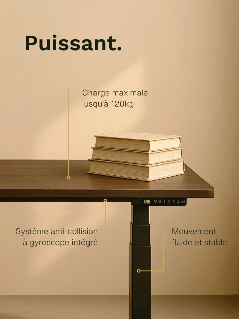 Advanced - Plateau Auva | Bureau Assis Debout Électrique, 70 cm, Angles arrondis