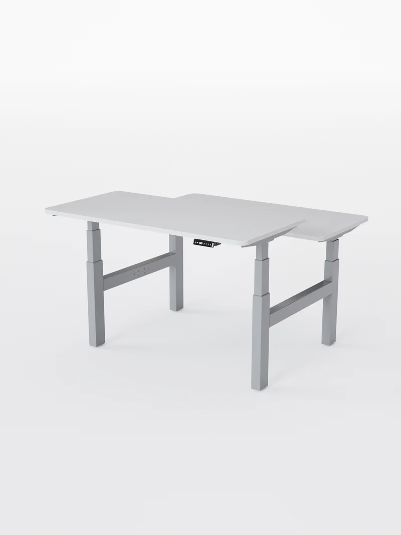 Duo Go - Plateau Auva | Bench Assis Debout Électrique 2 Postes, 70 cm, Angles arrondis, Ports USB A & C