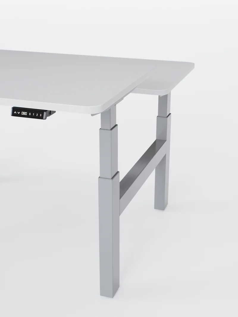Duo Go - Plateau Auva | Bench Assis Debout Électrique 2 Postes, 70 cm, Angles arrondis, Ports USB A & C
