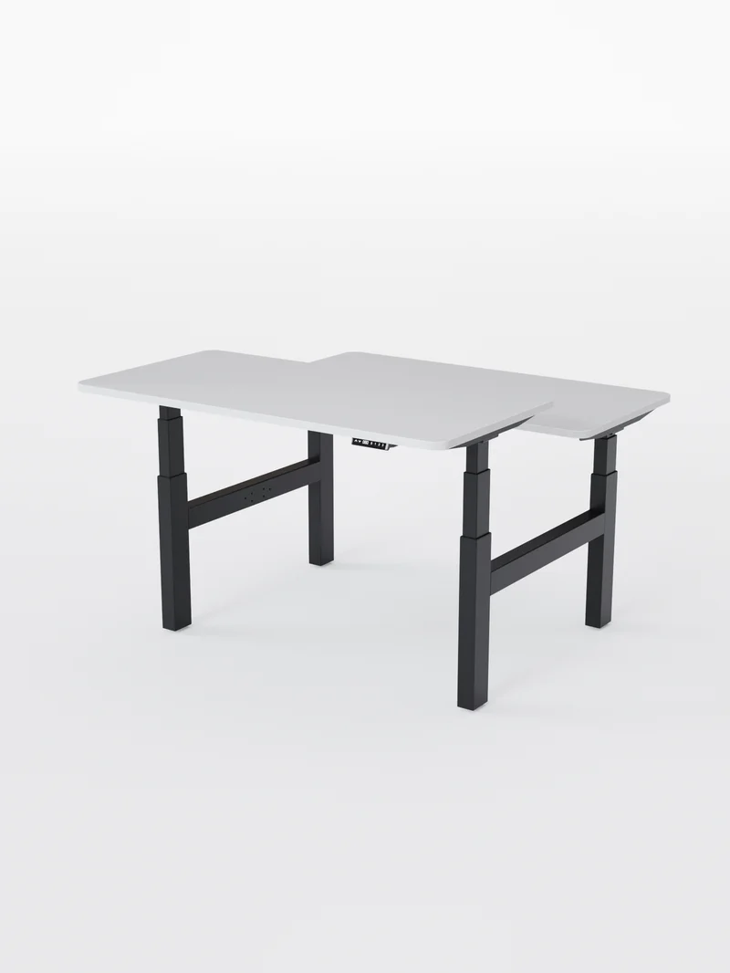 Duo Go - Plateau Auva | Bench Assis Debout Électrique 2 Postes, 70 cm, Angles arrondis, Ports USB A & C
