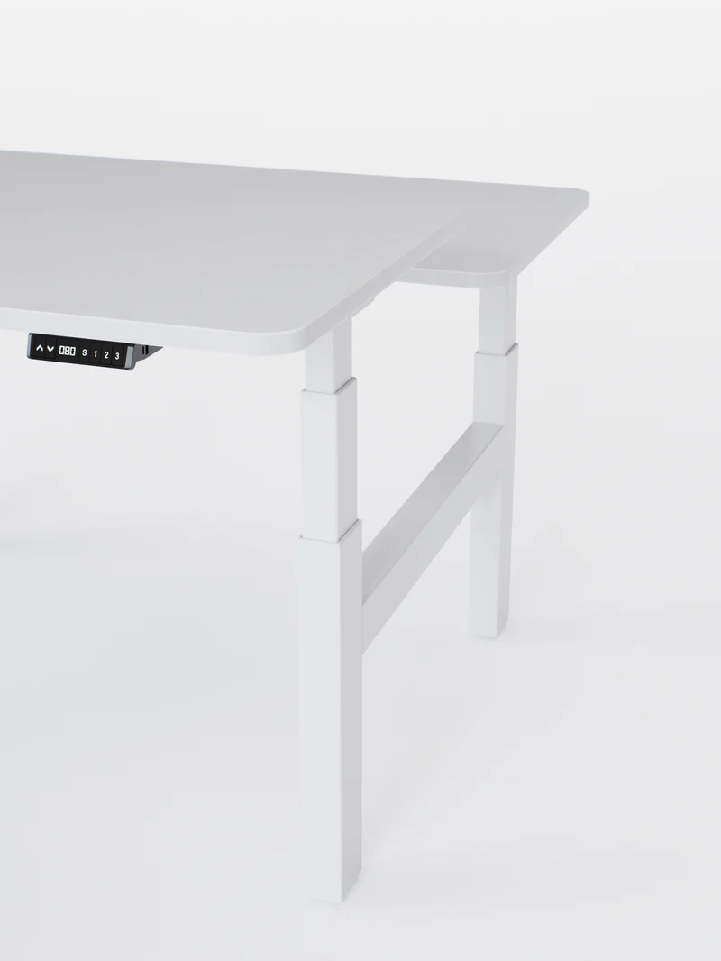 Duo Go - Plateau Auva | Bench Assis Debout Électrique 2 Postes, 70 cm, Angles arrondis, Ports USB A & C