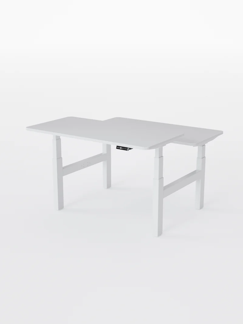 Duo Go - Plateau Auva | Bench Assis Debout Électrique 2 Postes, 70 cm, Angles arrondis, Ports USB A & C