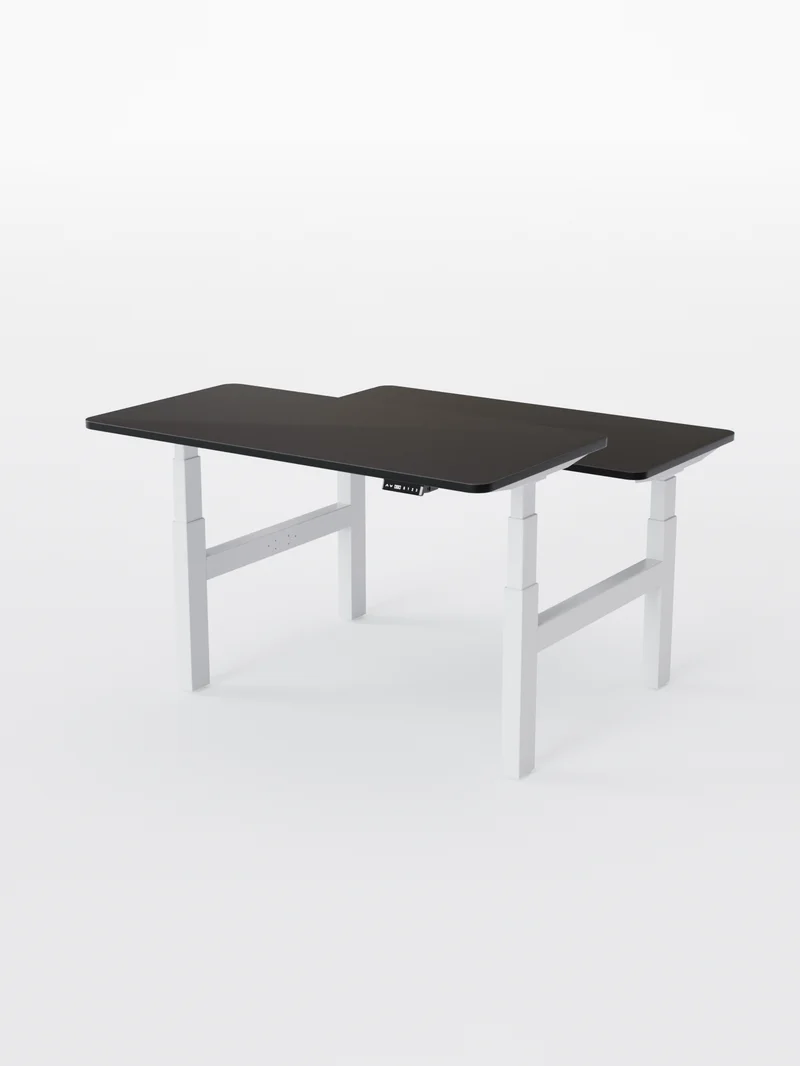 Duo Go - Plateau Auva | Bench Assis Debout Électrique 2 Postes, 70 cm, Angles arrondis, Ports USB A & C