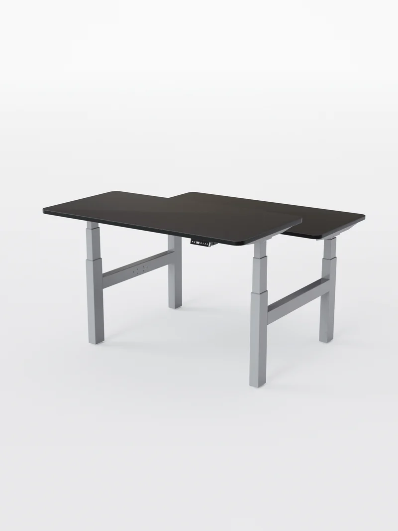 Duo Go - Plateau Auva | Bench Assis Debout Électrique 2 Postes, 70 cm, Angles arrondis, Ports USB A & C