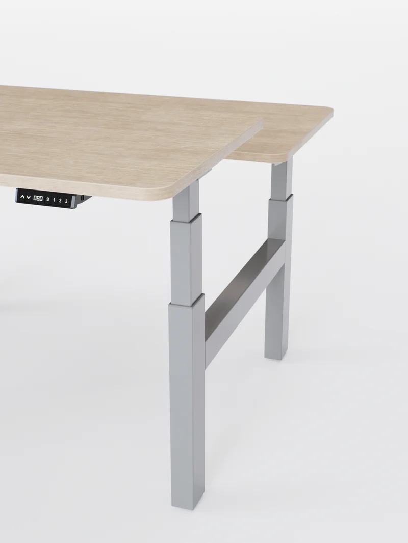 Duo Go - Plateau Auva | Bench Assis Debout Électrique 2 Postes, 70 cm, Angles arrondis, Ports USB A & C