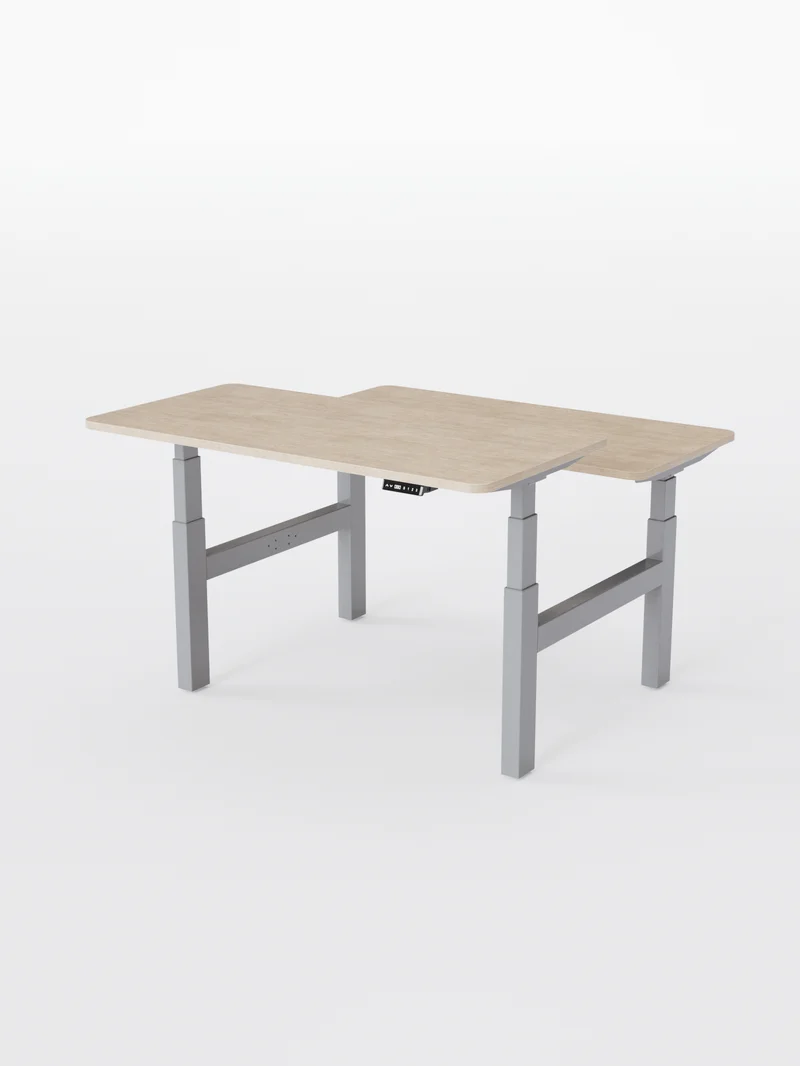 Duo Go - Plateau Auva | Bench Assis Debout Électrique 2 Postes, 70 cm, Angles arrondis, Ports USB A & C