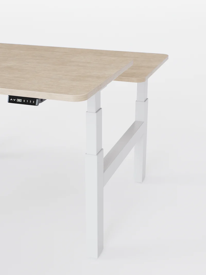 Duo Go - Plateau Auva | Bench Assis Debout Électrique 2 Postes, 70 cm, Angles arrondis, Ports USB A & C
