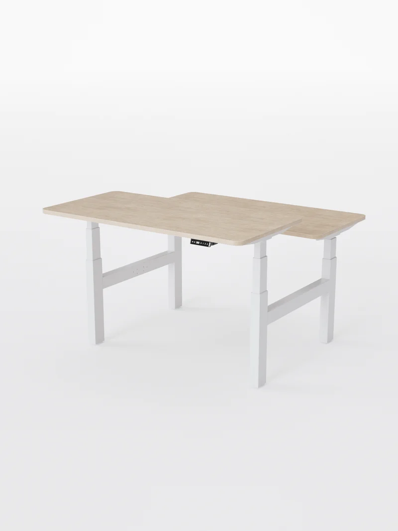 Duo Go - Plateau Auva | Bench Assis Debout Électrique 2 Postes, 70 cm, Angles arrondis, Ports USB A & C