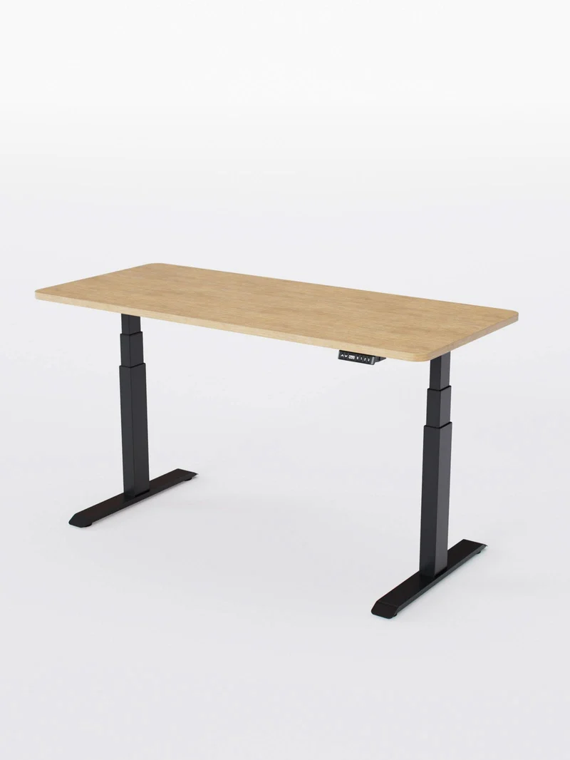Advanced Go - Plateau Auva | Bureau Assis Debout Électrique, 70 cm, Angles arrondis, Ports USB A & C