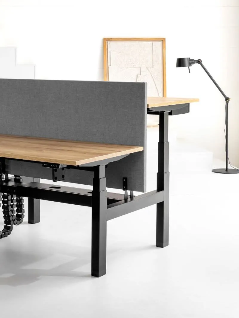 Duo Go - Plateau Essential | Bench Assis Debout Électrique, 2 Postes, Ports USB A & C