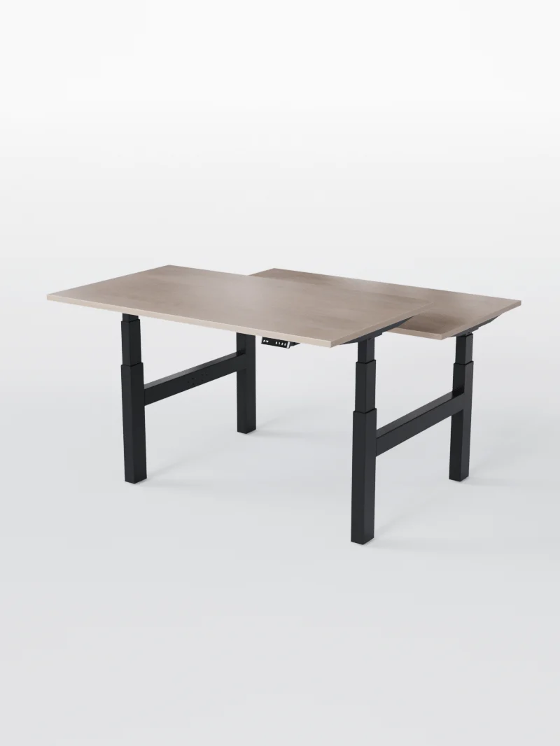 Duo Go - Plateau Essential | Bench Assis Debout Électrique, 2 Postes, Ports USB A & C