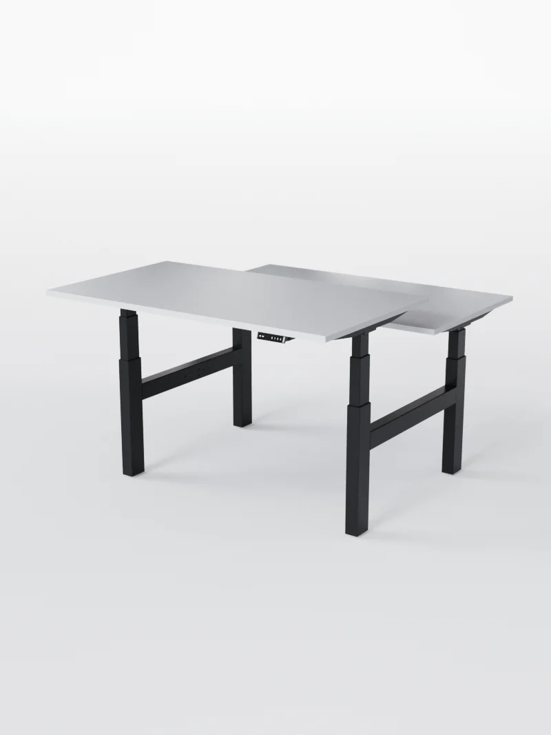 Duo Go - Plateau Essential | Bench Assis Debout Électrique, 2 Postes, Ports USB A & C