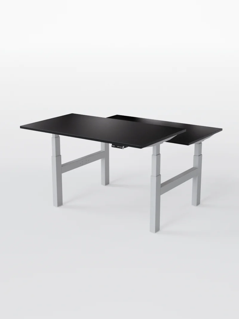 Duo Go - Plateau Essential | Bench Assis Debout Électrique, 2 Postes, Ports USB A & C