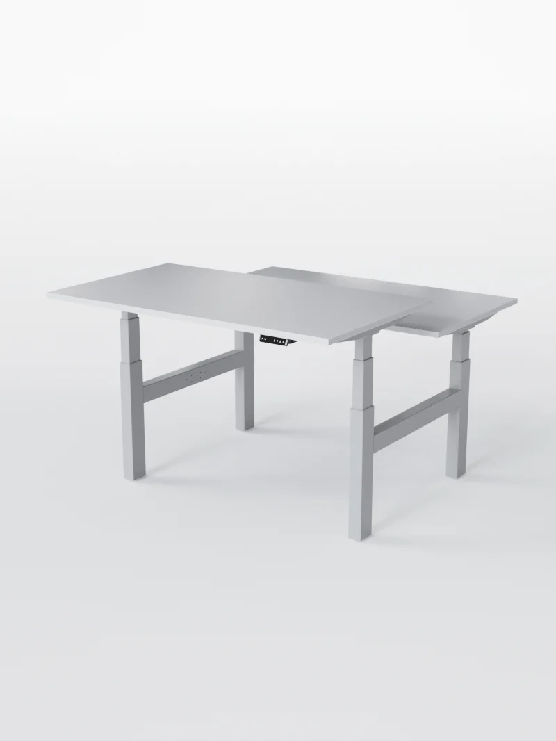 Duo Go - Plateau Essential | Bench Assis Debout Électrique, 2 Postes, Ports USB A & C