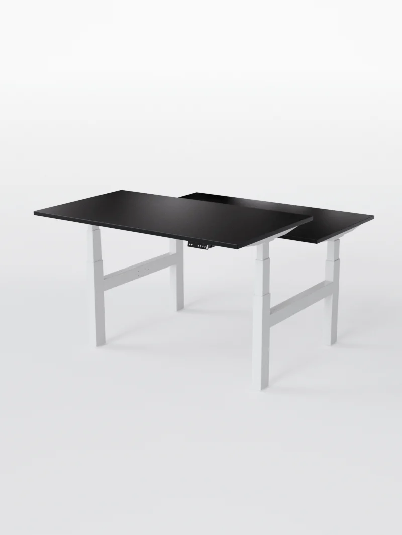 Duo Go - Plateau Essential | Bench Assis Debout Électrique, 2 Postes, Ports USB A & C