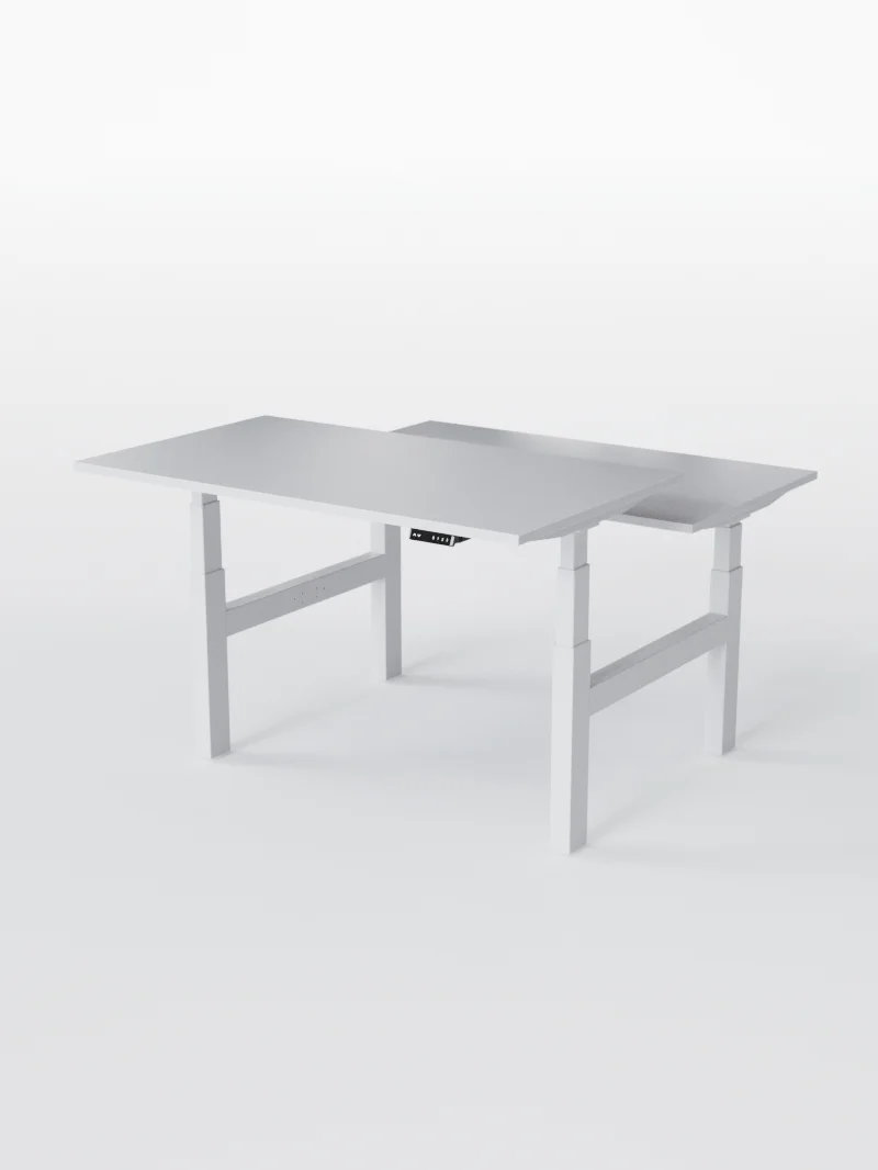 Duo Go - Plateau Essential | Bench Assis Debout Électrique, 2 Postes, Ports USB A & C