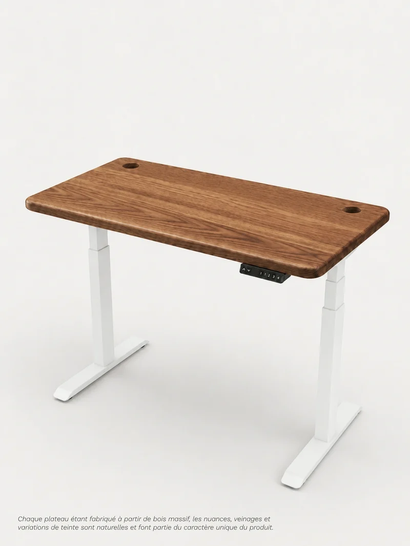 Advanced Go - Plateau Premium Oak | Bureau Assis Debout Électrique en Chêne Massif, Ports USB A & C
