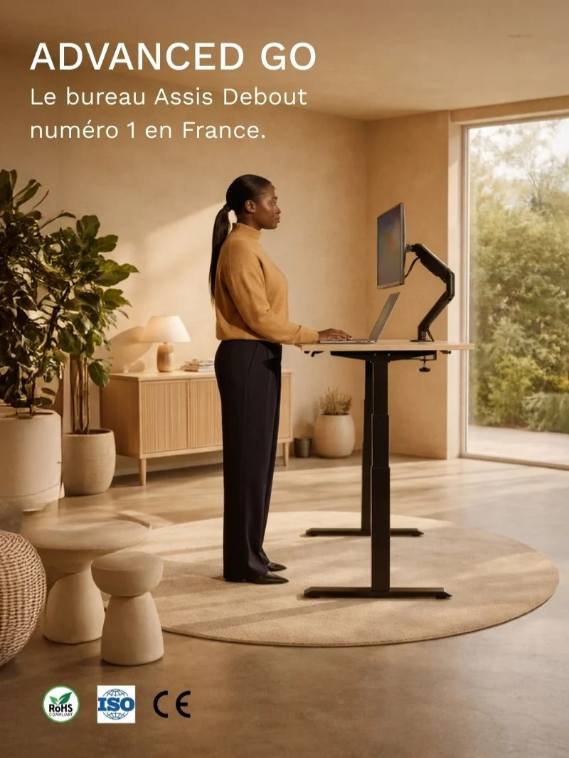 Advanced Go - Plateau Essential | Bureau Assis Debout Électrique, Ports USB A & C