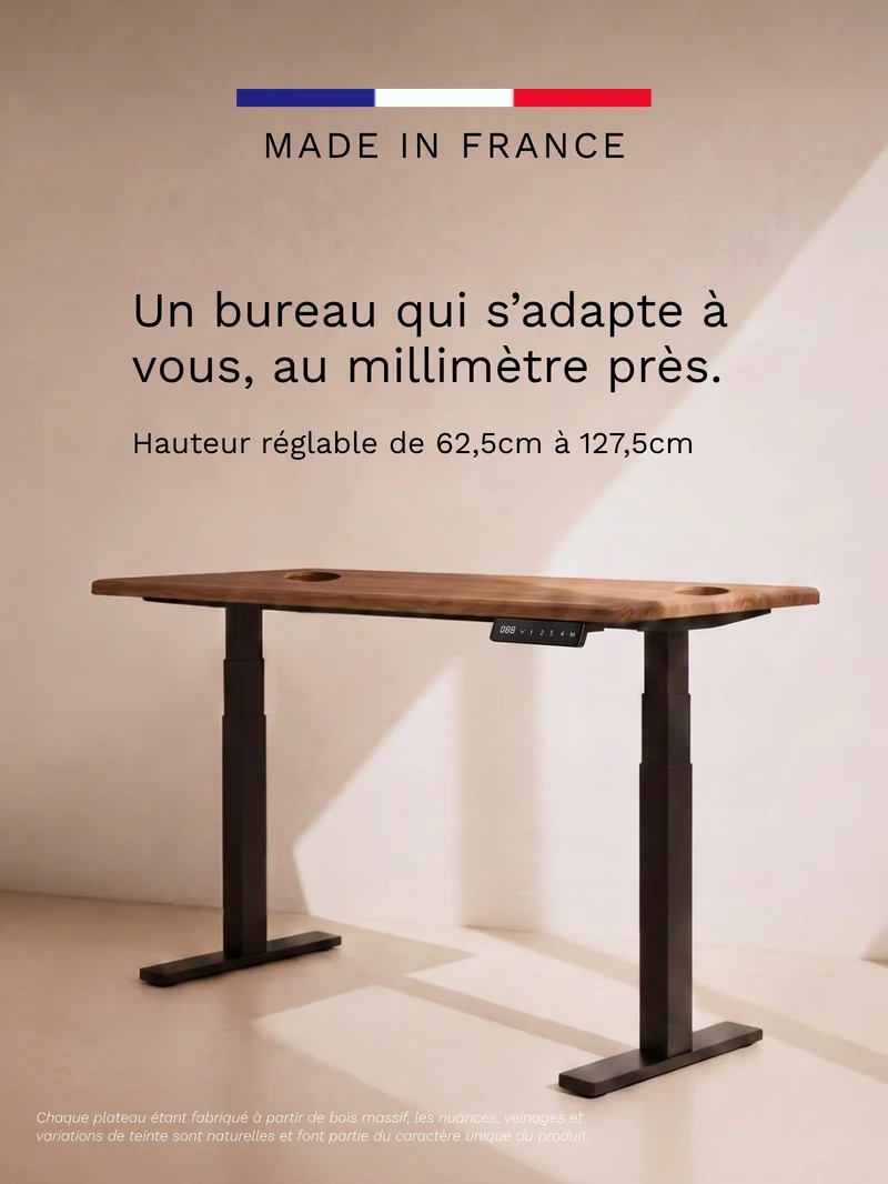 Advanced - Plateau Premium Oak | Bureau Assis Debout Électrique en Chêne Massif