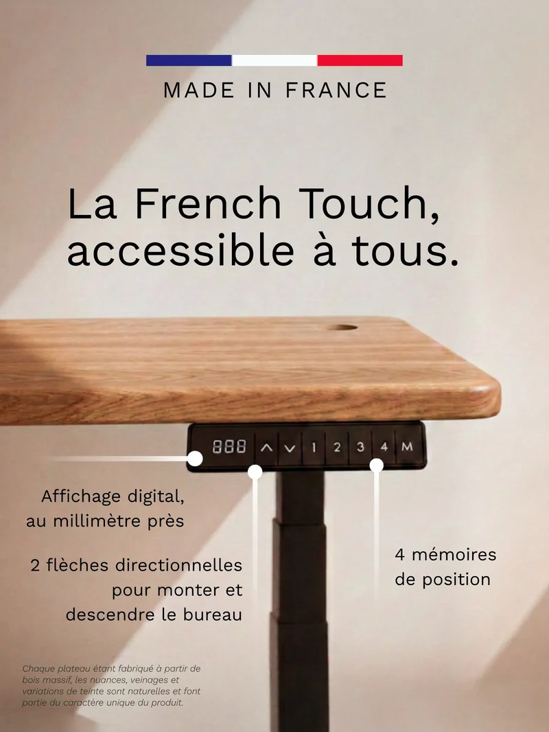 Advanced - Plateau Premium Oak | Bureau Assis Debout Électrique en Chêne Massif