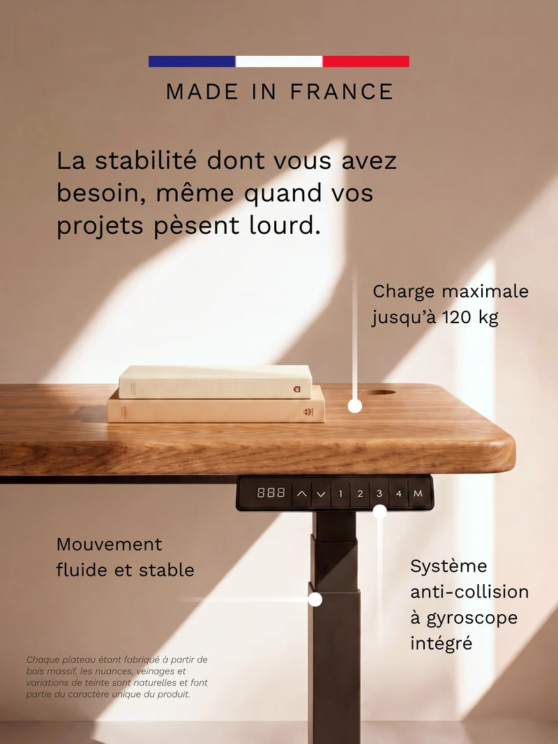 Advanced - Plateau Premium Oak | Bureau Assis Debout Électrique en Chêne Massif