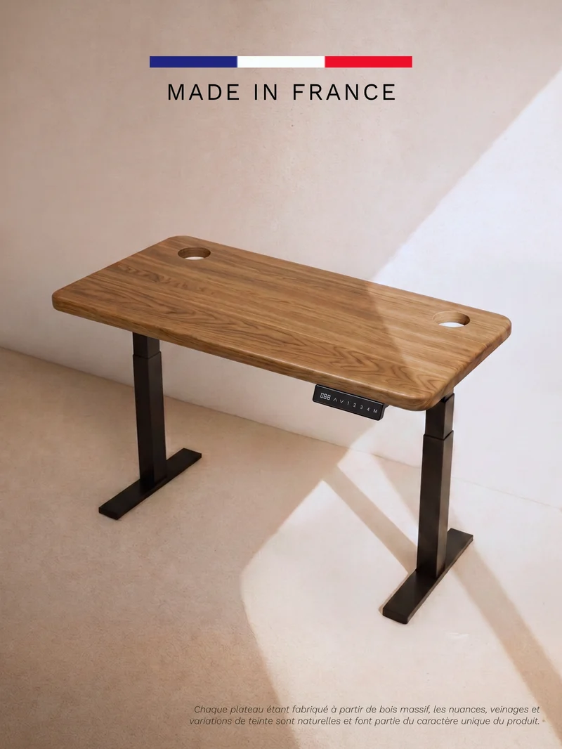 Advanced - Plateau Premium Oak | Bureau Assis Debout Électrique en Chêne Massif