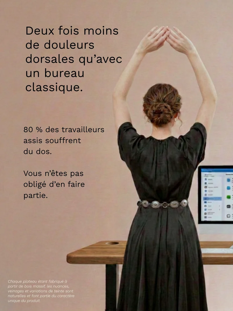 Advanced - Plateau Premium Oak | Bureau Assis Debout Électrique en Chêne Massif