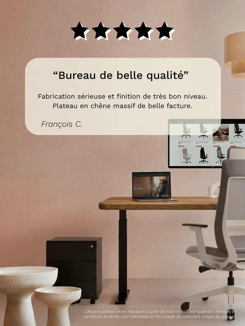 Advanced - Plateau Premium Oak | Bureau Assis Debout Électrique en Chêne Massif