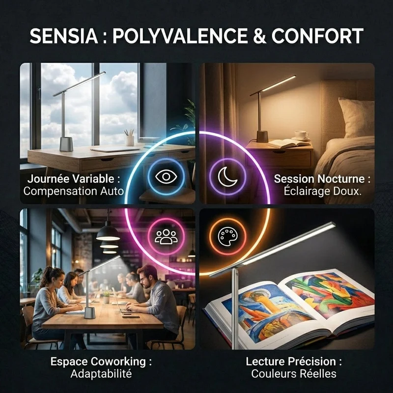 Lampe de Bureau Sensia : Capteur intelligent & Confort visuel